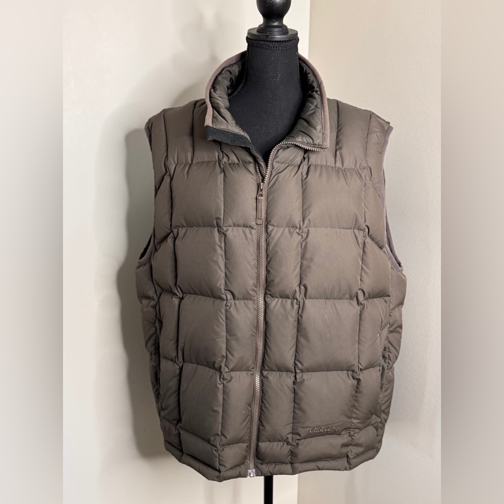 Cabela’s 650 Goose down Men's Brown Quilted Vest‎ XL Tall hunting aesthetics
